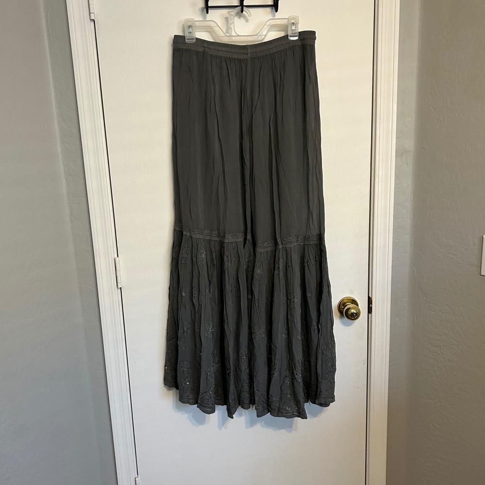 Boho, Festival, Palazzo embroidered gray pants - Picture 4 of 7